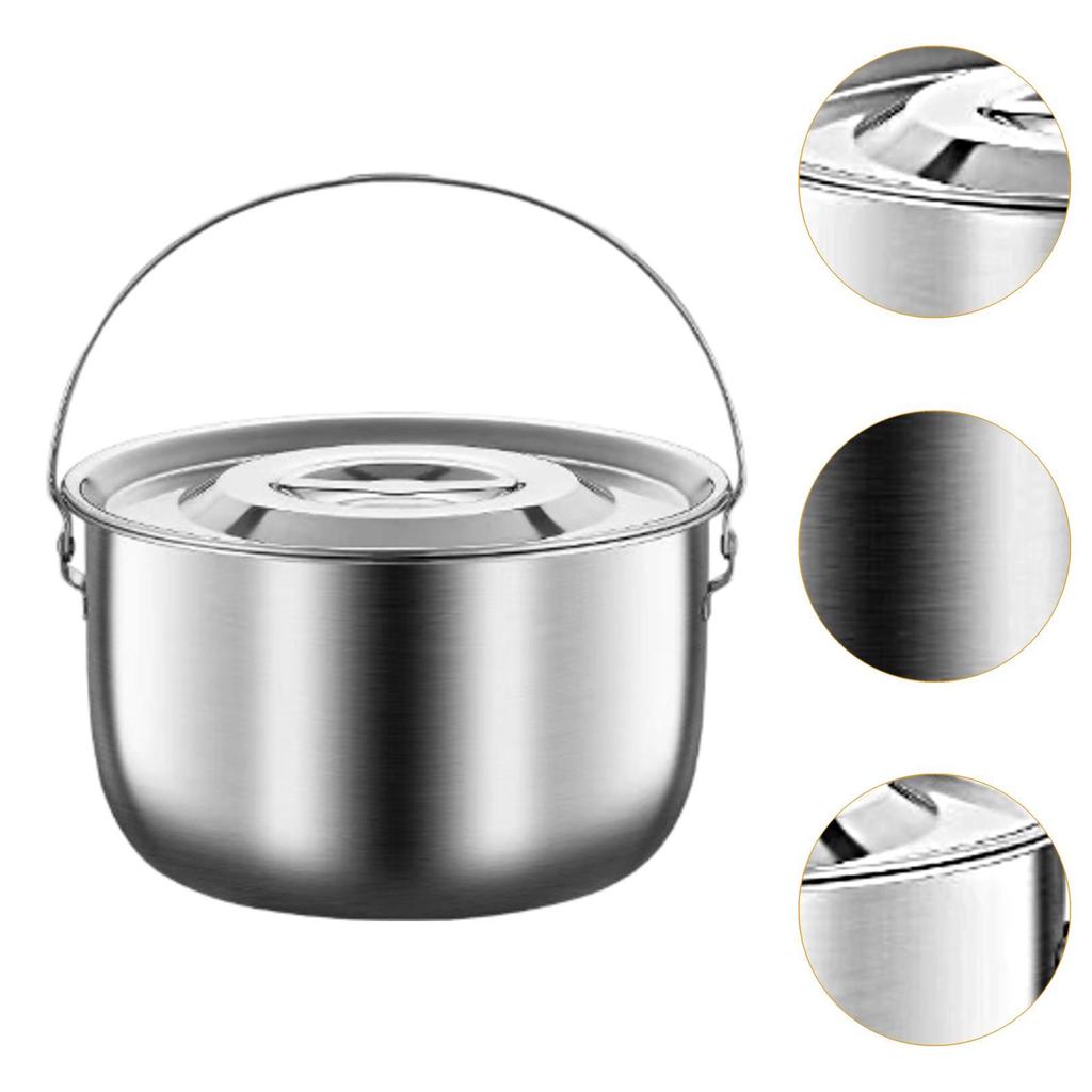 Camping Pot, Oil Container with Handle And Lid for Kitchen, Camping, Parties, Commercial Use.