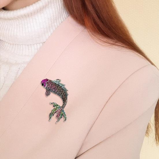 Женская брошь в форме рыбы со стразами, декоративная, противоскользящая, износостойкая, для пальто, воротника, шапки, шарфа