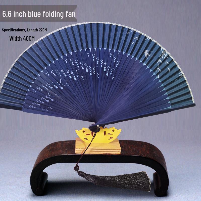 Classic Black Bamboo Folding Fan - Chinese Style Mosquito Repellent for a Cool Summer Breeze
