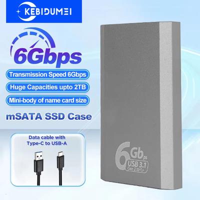Корпус для mSATA SSD 6 Гбит/с Адаптер mSATA к USB 3.1 Gen2 с портом Type C для внутреннего твердотельного накопителя mSATA