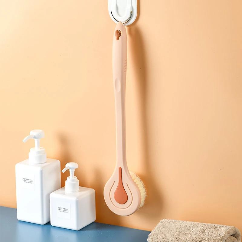 Long Handle Bath Brush Soft Hair Back Bath Brush Bathroom Body Bath Brush Mud Back Scrubber Shower Massage Exfoliation Brush