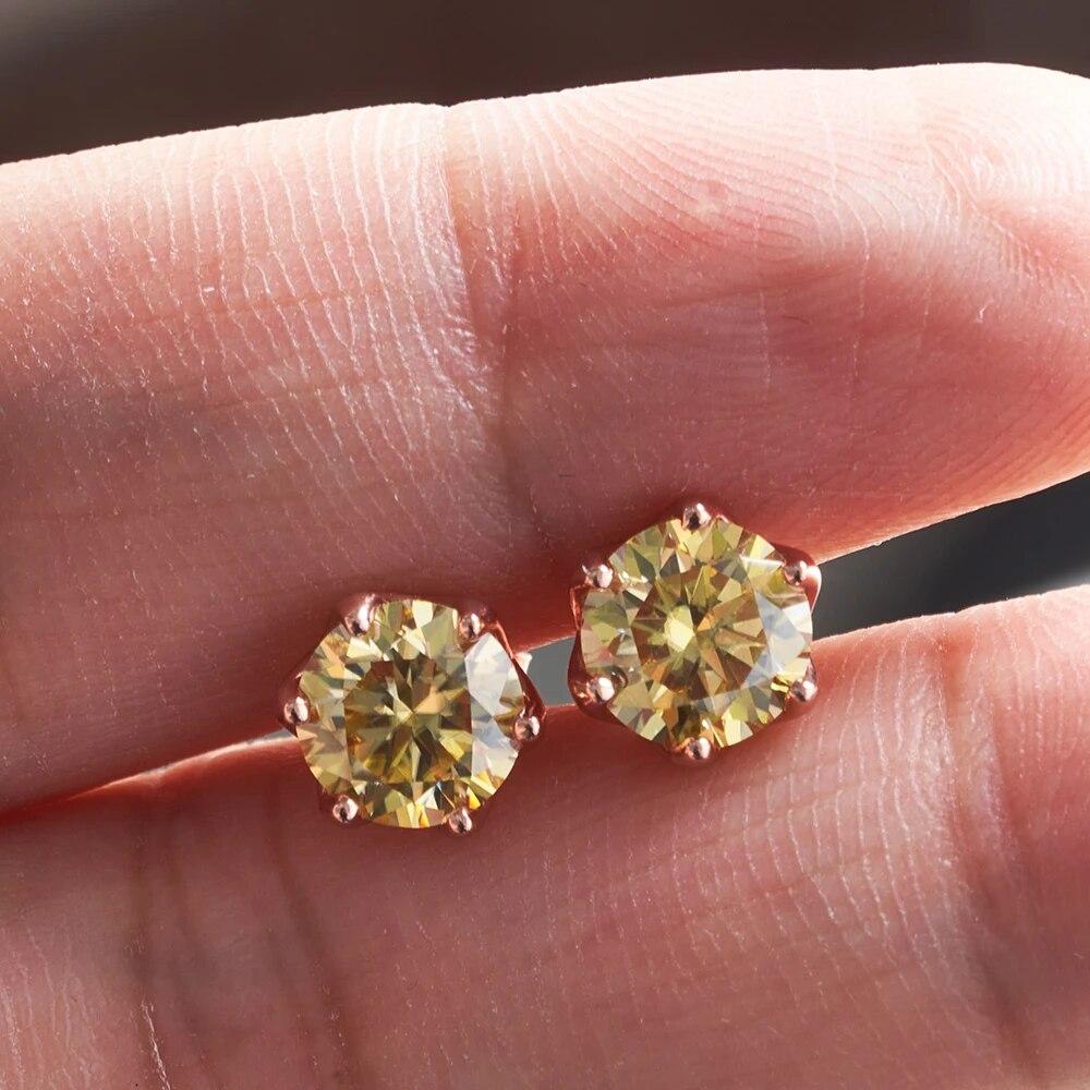 Красочные серьги с муассанитом, 1 карат, серебро S925, 18-каратное покрытие, сверкающие серьги-гвоздики, ювелирные изделия, сертифицированный GRA драгоценный камень для женщин и мужчин