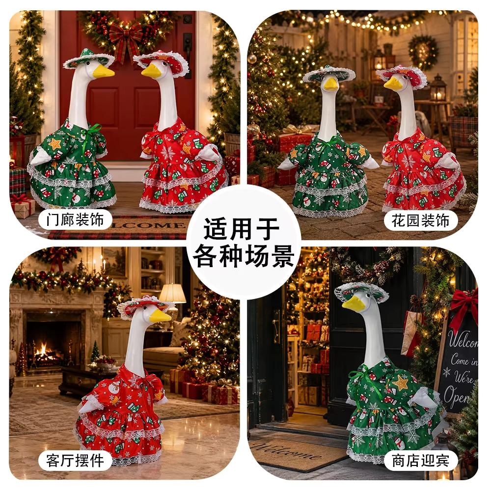 other Christmas Pastoral Style Porch Goose Clothes with Hat 23 Inch White Lawn Outfit Courtyard Garden Statue Decor