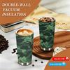 Green Camouflage Pattern Style Insulated Coffee Tumbler Vacuum Thermal Cup Leakproof Travel Mug for Hiking Camping Office