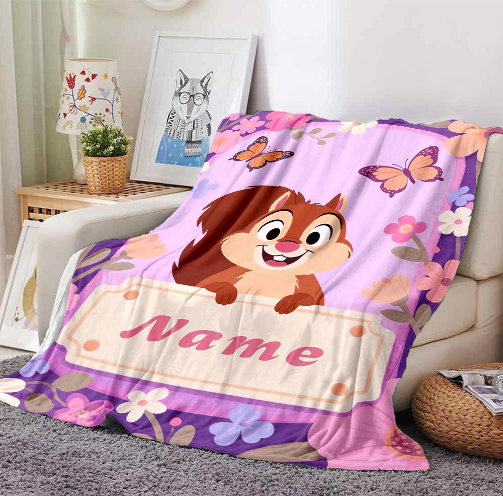 Custom Name Butterfly Garden Flannel Blanket Throw Blanket Soft Warm Sofa Bed home Decor Unique Gift