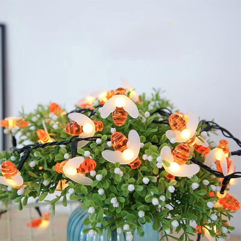 Светодиодная гирлянда в виде пчел, имитирующая гирлянду, 1,5-12 м, 8 режимов, для улицы, двора, сада, забора, вечеринки, Рождества, Нового года, свадебного украшения