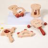 Wooden Baby Handheld Bedside Rattle 0-1 Year Old Baby Car Dinosaur Theme Pendant Soothing Toy Set