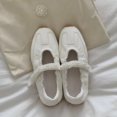 Версия из овчины~ нишевый дизайн жемчужная кожа белые туфли женские на липучке на платформе повседневные кеды немецкие тренировочные туфли одинарные туфли