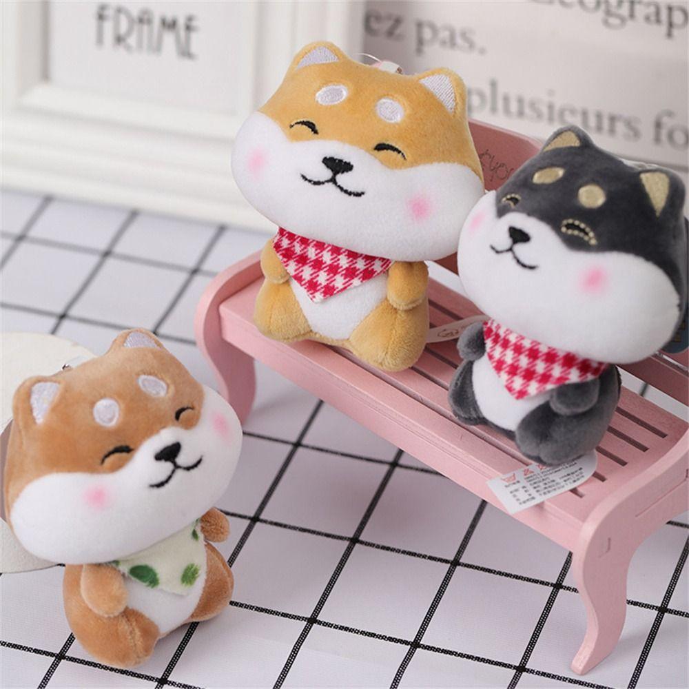 Plush Doll Scarf Shiba Keyring Cute Scarf Puppy Dog Pendant Fashion Plush Dog Keychain Couple Gift