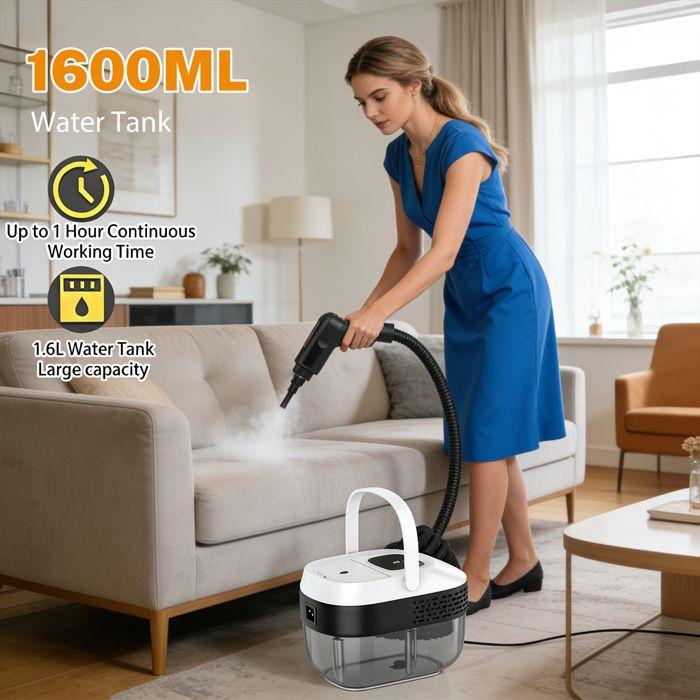 Steam Cleaner 2500W, Hand Steam Cleaner, 1600ML Water Tank, 3 Adjustable Speeds, for Windows, Kitchen, Car, Floor
