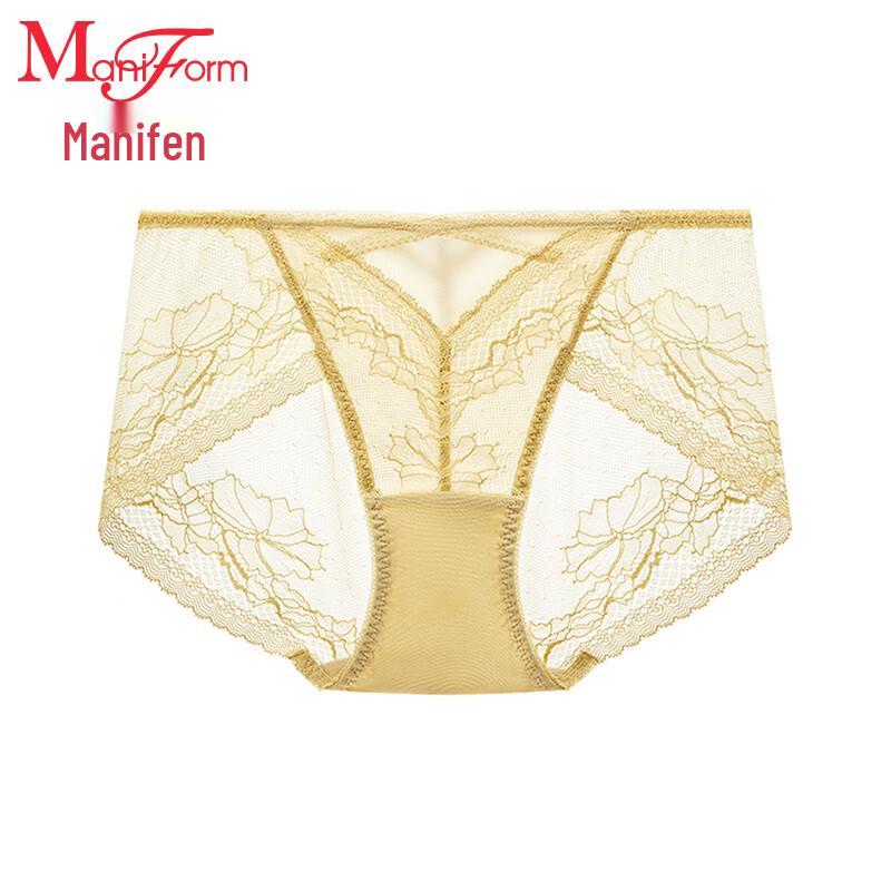 Maniform Women's Sexy Lace Breathable Mid-Low Waist Antibacterial Briefs