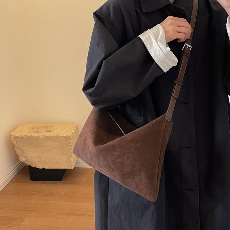 Женская замшевая ПУ кожа Большая вместимость Универсальная сумка через плечо Винтажный однотонный Повседневный стиль Сумка-тоут для поездок на работу KTY