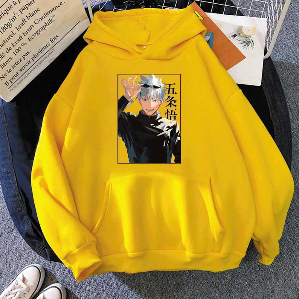 Толстовки Harajuku Jujutsu Kaisen для мужчин и женщин, толстовка с длинными рукавами Satoru Gojo, хит продаж, черные толстовки в стиле аниме Манга, верхняя одежда