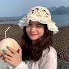 Fashion Woman Lace Knit Hollow Bucket Hats Crochet Thread   Flower Cute Girls' Sweet Romance Sunshade Knitted Breathable Hats