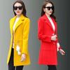 Spring/Autumn/Winter Slim Woolen Coat V-neck Solid Color Long Coat Large Size Casual Warm Windbreaker Temperament Top with Pendant