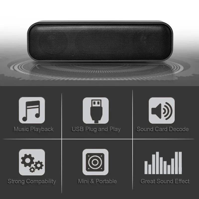 Мини-колонки Plug and Play с питанием от USB Саундбар Настольная колонка Проводная компьютерная звуковая колонка для телевизора Настольного компьютера Ноутбука Динамик