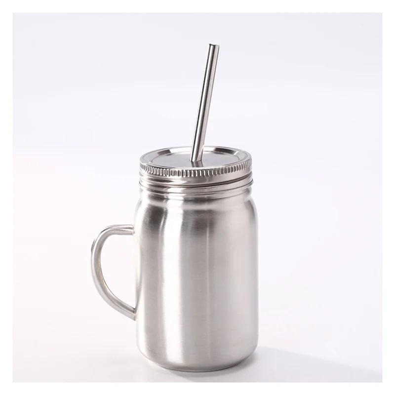 Банка-кружка Mason Jar 700 мл с широким горлышком, стакан с металлической соломинкой, кружка для чая и кофе, бутылка для воды, банки для хранения, стаканы с крышками