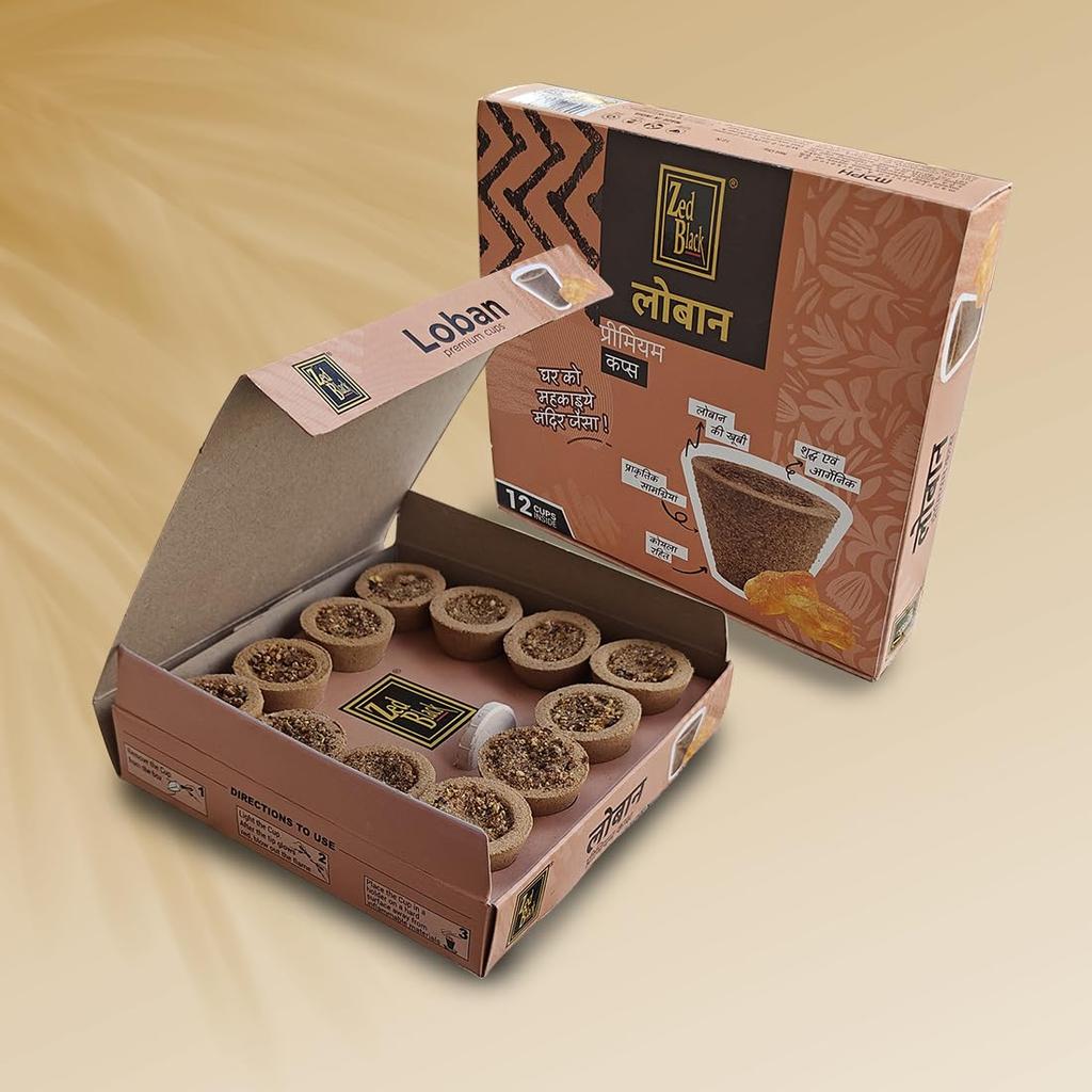 Премиальные чашки Zed Black Loban Sambrani для Пуджи и домашних ритуалов, Ароматные чашки Дхуп для медитации, Упаковка 2X12 чашек