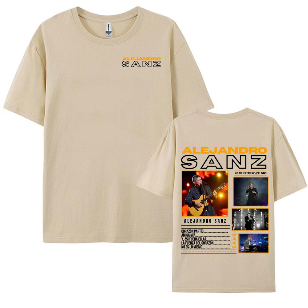 Singer Alejandro Sanz 2025 Tour Graphic Tshirts for Men Vintage High Quality Summer Short Sleeve T Shirt Unisex Casual Tshirt