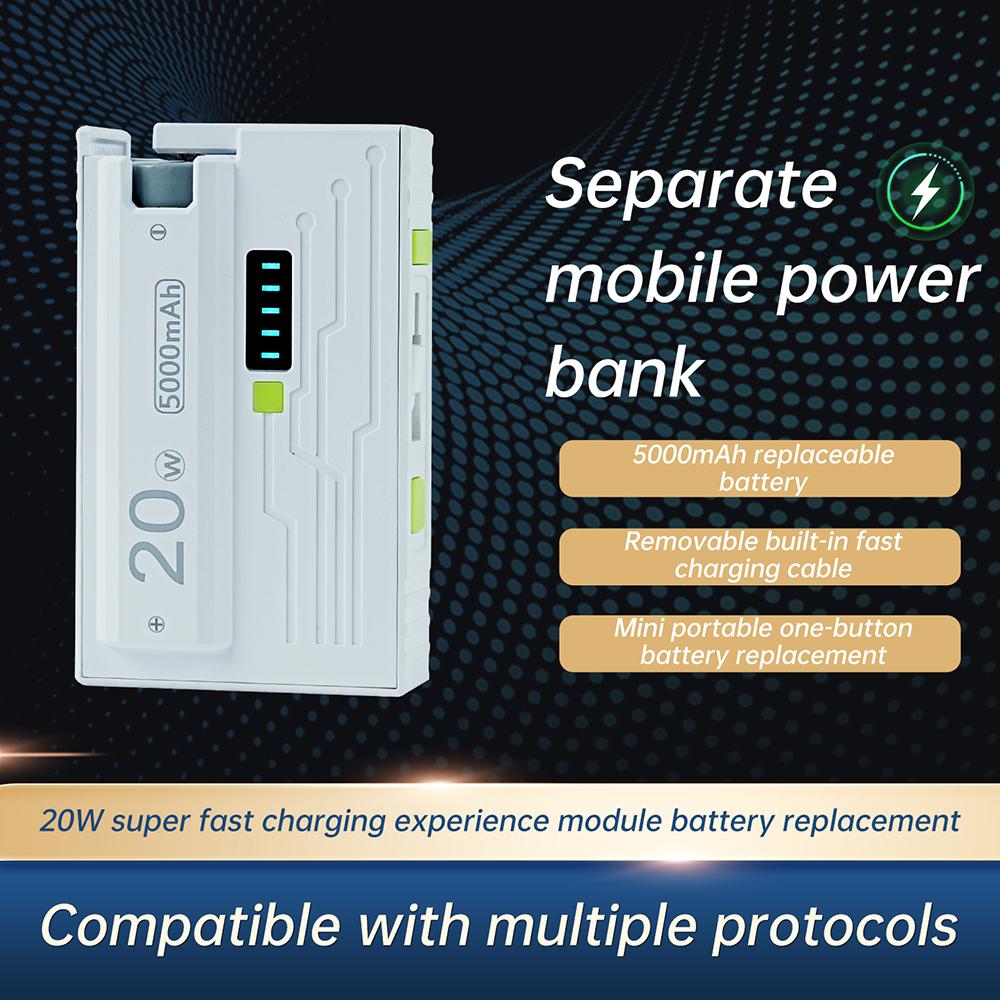 1*21700 Корпус для DIY Power Bank Зарядка 20 Вт Двойной режим Низкий ток С выдвижным штекером Type-C Без аккумулятора