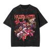 Unisex Vintage Washed Cotton T-Shirt Hazbin Hotel Alastor Radio Demon Graphic Tee Unisex Loose Streetwear Anime Casual Short Sleeve Top