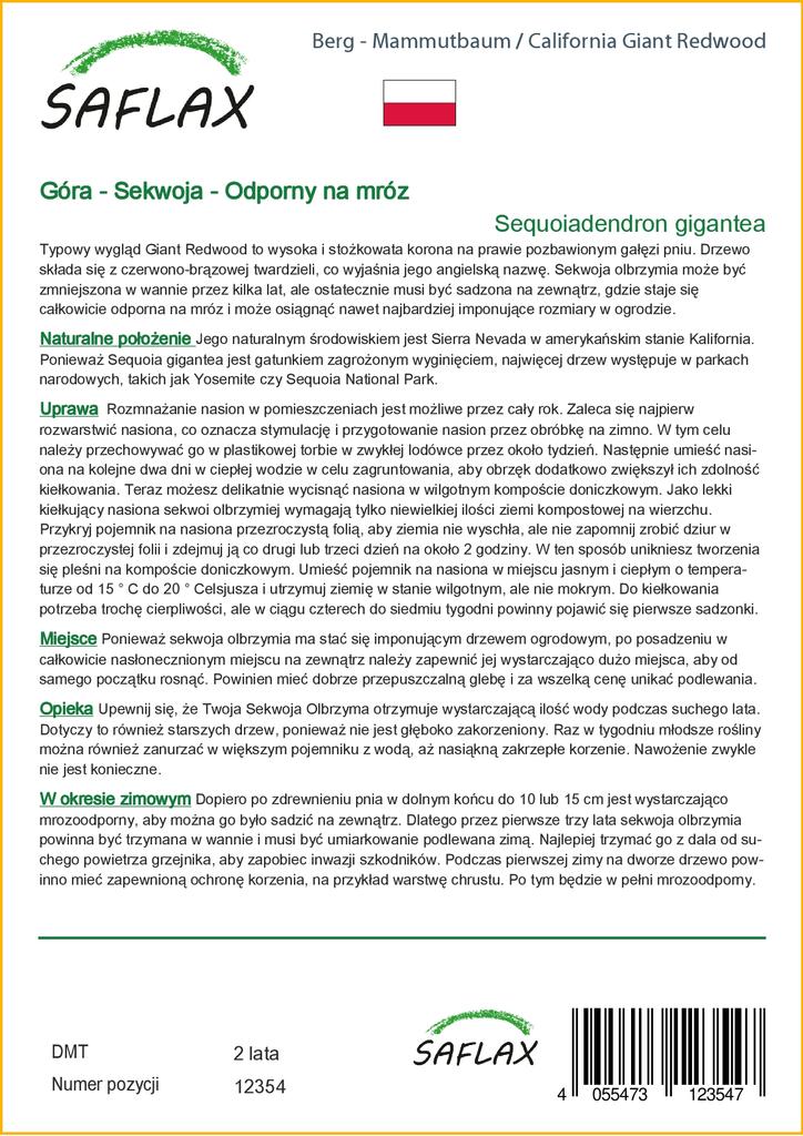 SAFLAX California Giant Redwood - 50 семян - С горшечным субстратом для лучшего выращивания - Sequoiadendron gigantea