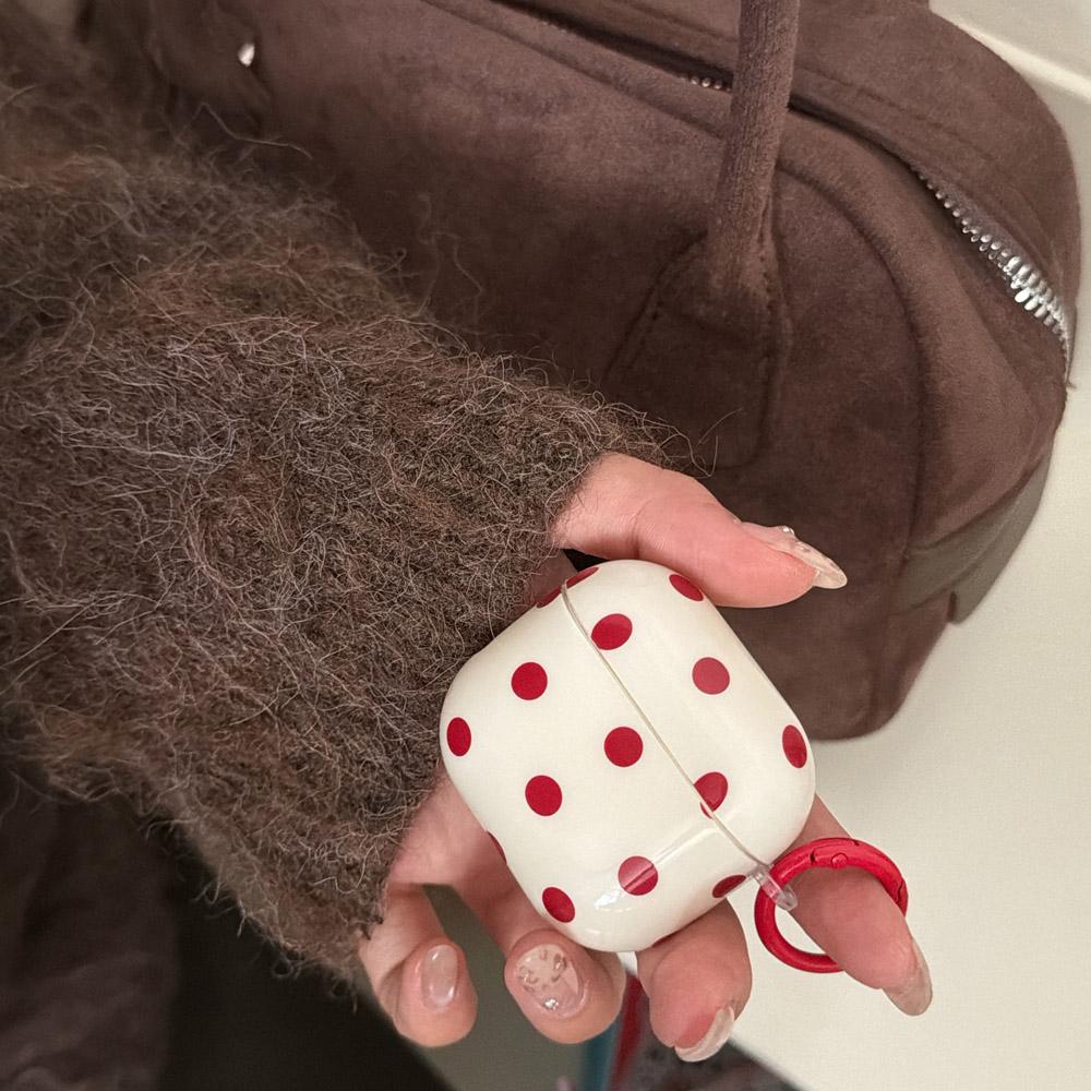 Earphone Case For Apple Airpods Pro 2 3 4 Pro3 Red Polka Dot Wave Point Headphone Case Wireless Headset Cover Case with Hook