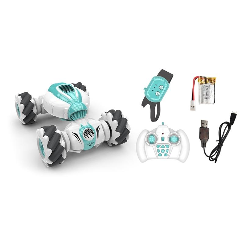 2.4Ghz Remote Control Car 4WD Watch Gesture Sensing Control RC Stunt Car with LED Light Music Effect Children's Toy