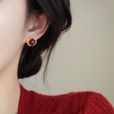 Серьги из красного агата, Серьги-спирали от комаров, Элегантные и роскошные пусеты