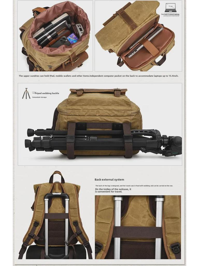 Retro Waterproof Canvas Camera Backpack - Seven Color Cotton SLR Digital Bag