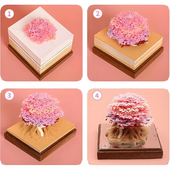 3D Creative Time Piece Calendar 2026 Desk Daily Calendar Decoration with Acrylic Case, Paper Sculpture Non-stick Notes, Paper Carving Art Craft