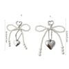 Fashion Heart Pearl Bowknot Charm Keychains Sweet Pendant Hanging Ornament Keyring Backpack Decoration for Women Girls