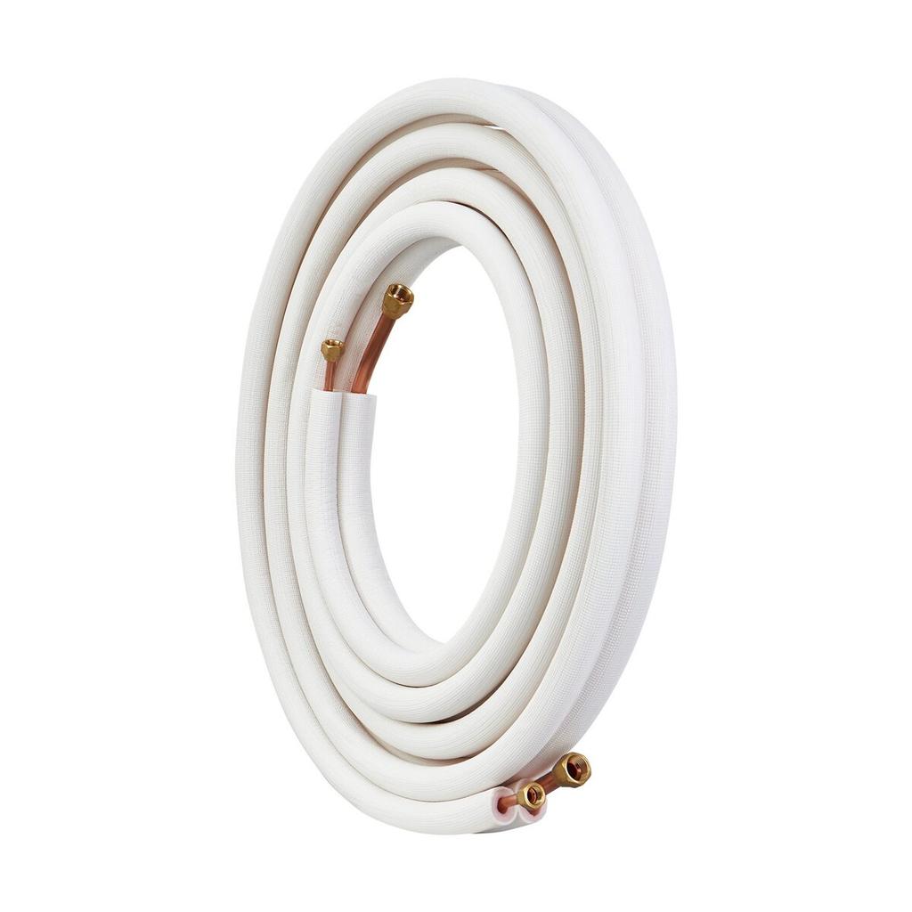 7620mm Mini Split Line Set, 9.5 & 15.9mm O.D Copper Pipes Tubing and Triple-Layer Insulation, for Mini Split Air Conditioning Refrigerant or Heating
