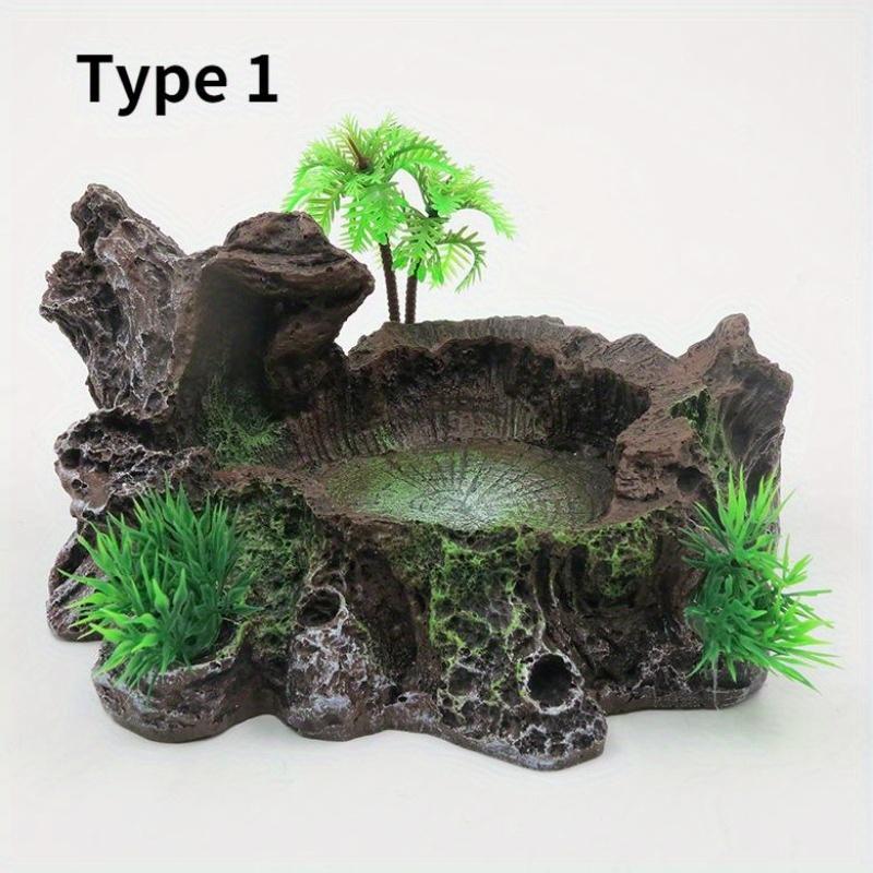 Тарелка для кормления из смолы в стиле джунглей, украшение для домашних животных, миска для кормления рептилий, бассейн с водой