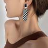 Square Korean Style Rectangle Ear Studs Women Earrings Checkerboard Earrings Dangle Earrings
