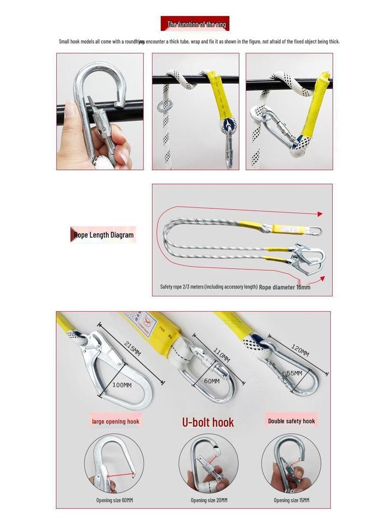 Европейская пятиточечная страховочная привязь для электрика с двойным крюком.