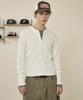 TAKEASY Ribbed Crop Henley Neck (White)