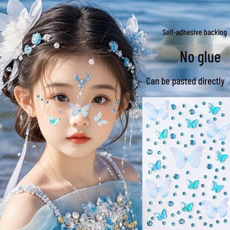 Наклейки для лица «Бабочка и бриллиант» для детского сценического макияжа