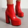 Platform Short Boots Women Shoes Autumn Winter Ankle Boot For Women High Heels Black Red White Party Dance Shoes Large Size