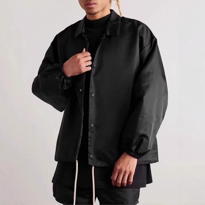 Mens Streetwear Oversized Coach Jacket Cotton Blend Windbreaker Casual Outerwear