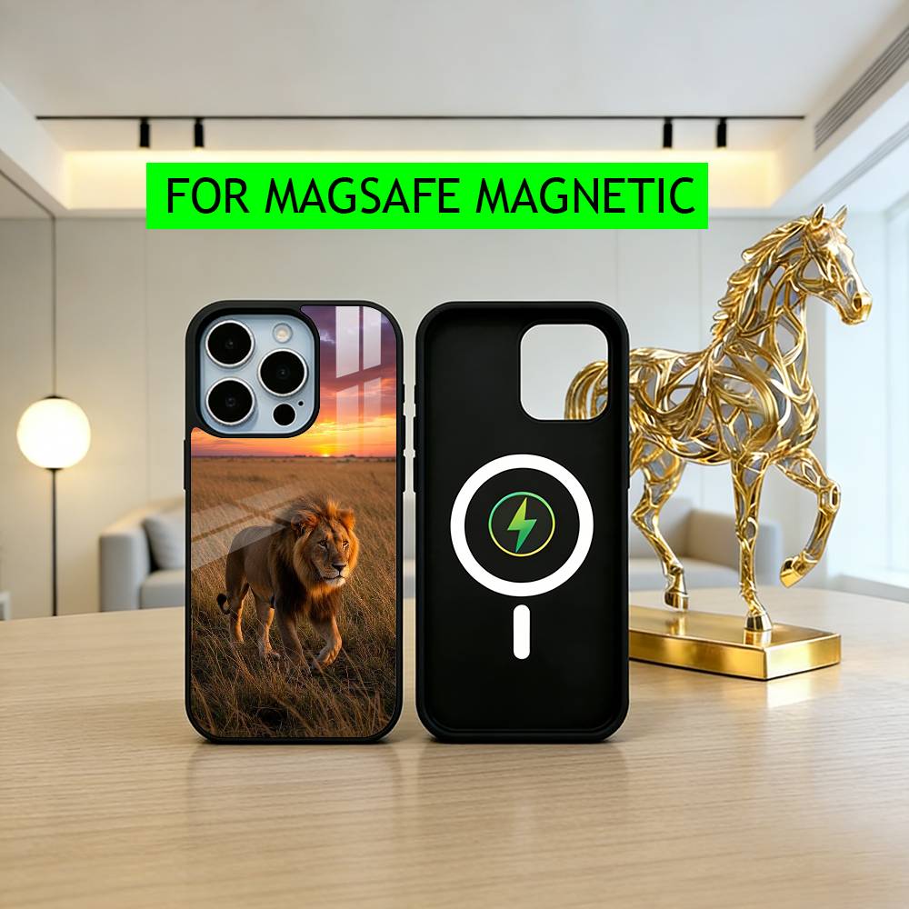 Чехол для телефона L-Lion с узором P для iPhone 17, 16, 15, 14, 13, 12, 11 Plus, Pro, магнитный с беспроводной зарядкой Magsafe