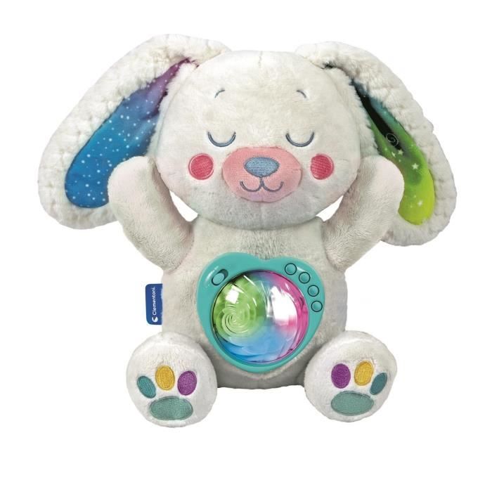 Mon Lapin Polaire - Clementoni - Projecteur d'Aurores Boréales - Dès la Naissance - Sons Apaisants - Mélodies - Lavable en Machine