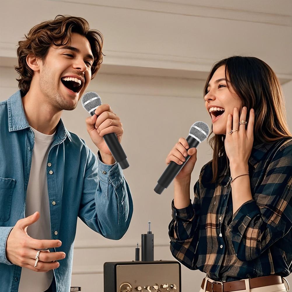 Handheld Microphone with One-to-Two Chip Connection Karaoke Microphones Plug and Play for Church Party Meeting Speech