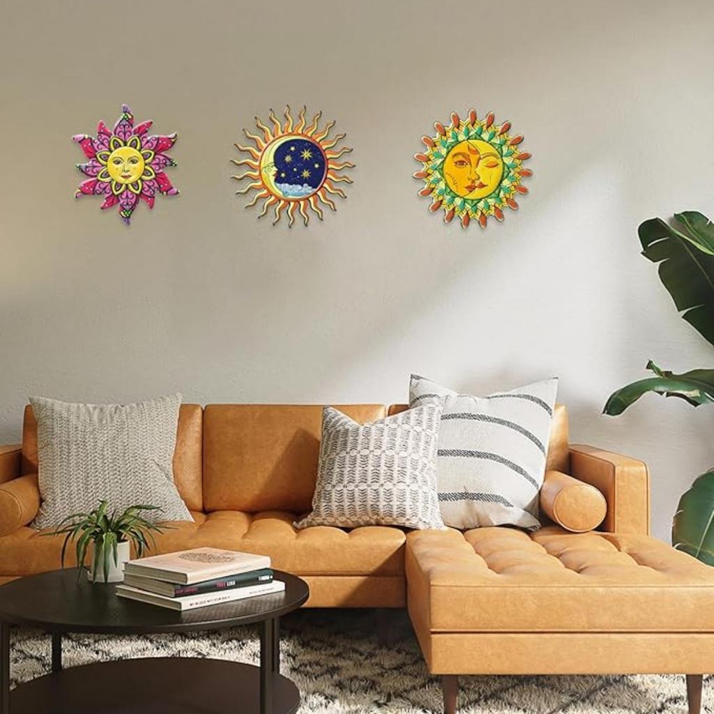 Sun Wall Art Metal Sun Wall Decor Outdoor Hanging Decoration Home Garden Living Room Bedroom Farmhouse Yard Patio Fence Decor