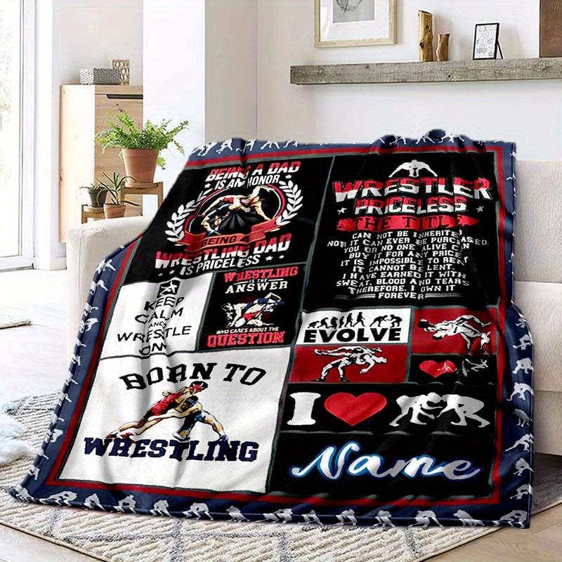 Wrestler Customize Your Name Blanket Used For Chair Office Sofa Bed Camping Soft And Warm Giving Friends And Relatives Birthday Gifts Graduation Gifts