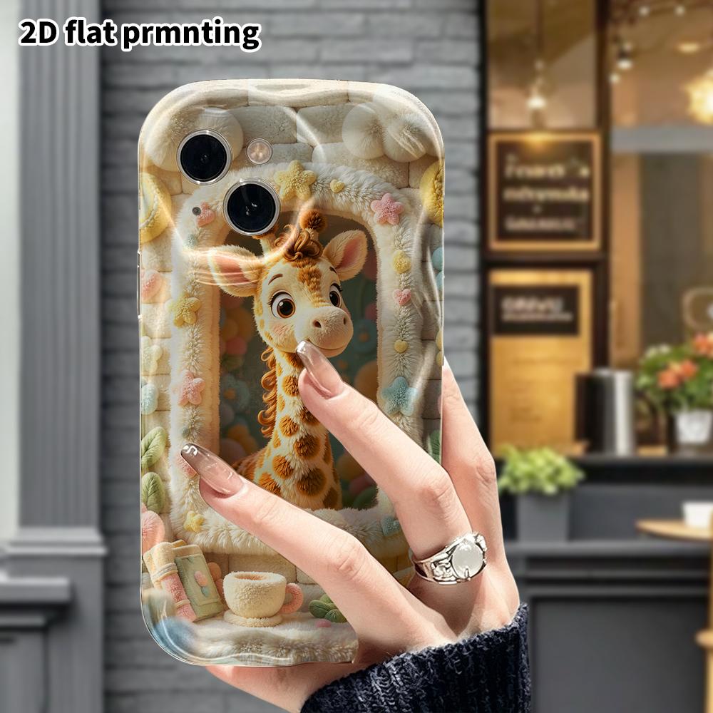 Phone Case: 2D flat, suitable for iPhone 18 17 16 15 14 13 12Pro protective case, giraffe by the window, perfect Christmas and Halloween festival gift