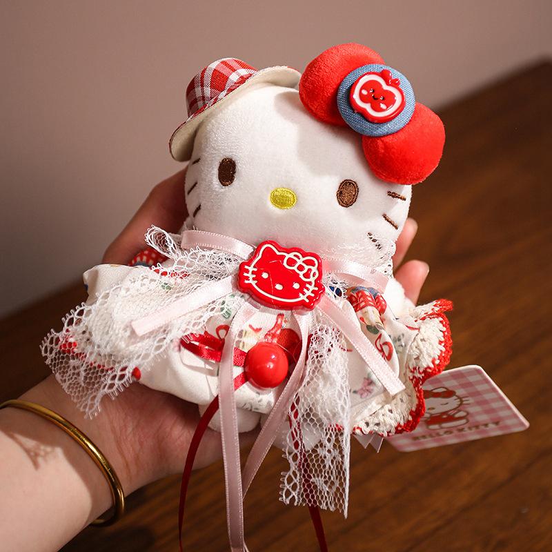 Плюшевые игрушки Hello Kitty 15 см Котенок Китти Мягкая подвеска Брелок Кавайные игрушки Коллекция Хобби Игрушки для Декора Очаровательные Подарки на День Рождения