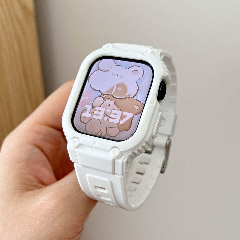 Ремешок для чехла для Apple Watch Ultra 49 мм, 45 мм, 44 мм, 41 мм, 40 мм, силиконовый ремешок для Iwatch Series 8 7 6 Se 5 4, защитный чехол-браслет