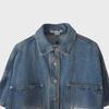 Women's European/American Style Washed Denim Shirt Jacket with Big Pockets
