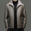 New Leather Down Jacket for Middle-aged and Elderly Men, Thickened Velvet, Winter Warm Jacket, Daddy Leather Jacket, Casual